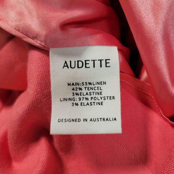 Audette Size Large Linen Tencel Eclipse Dress Ruche Coquette Ruffle Glam Party - Picture 11 of 14